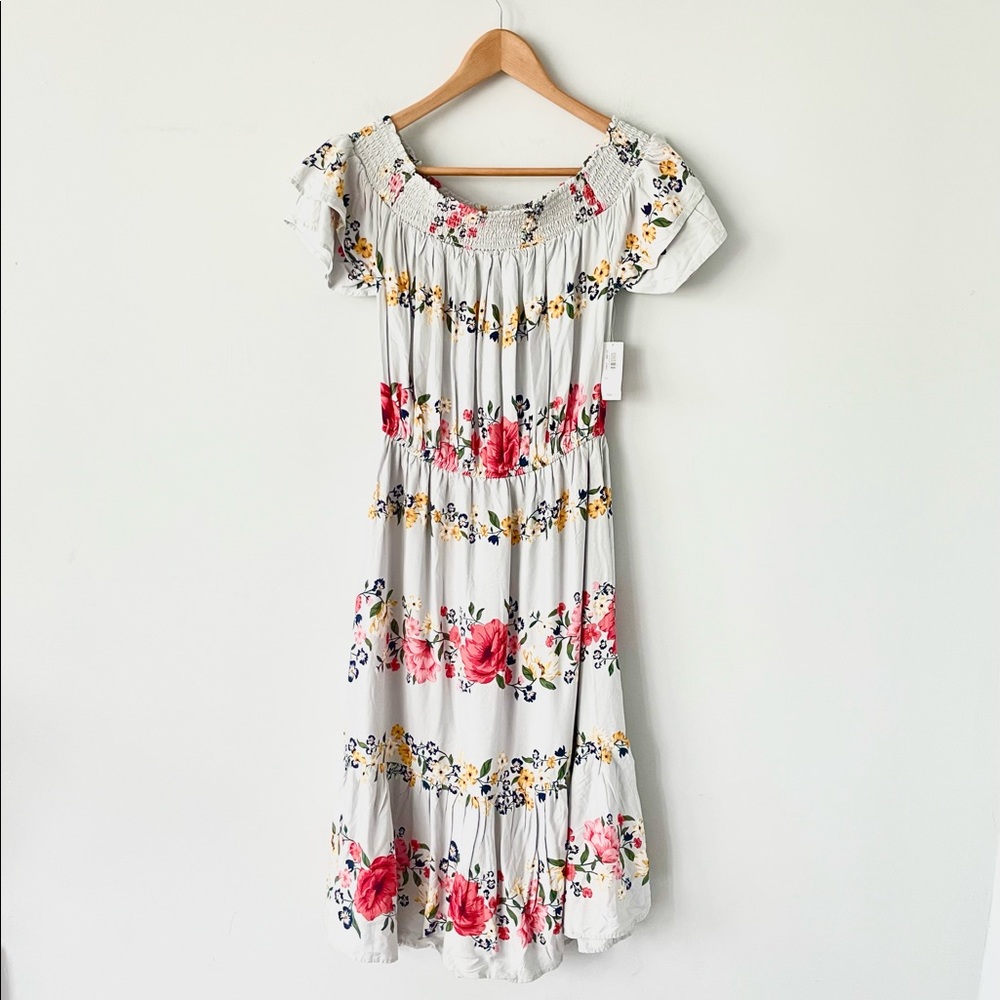 Old Navy Floral Boho Smocked Off Shoulder Festival Farmhouse Dress